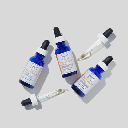 Three bottles of obagi professional c 15 percent serum with droppers