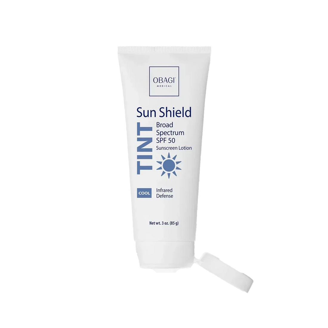 obagi sun shield tint cool spf 50 tinted mineral sunscreen open tube
