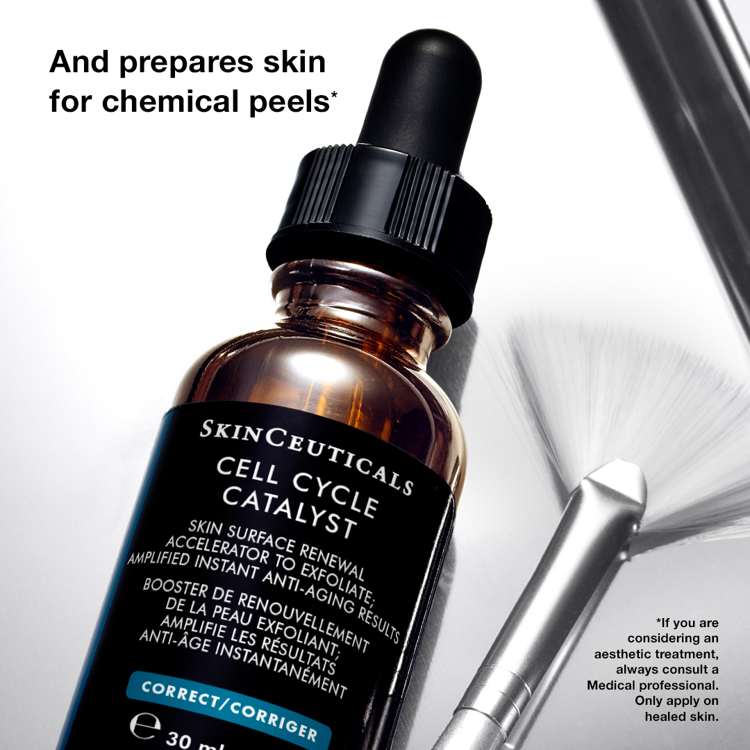 SkinCeuticals Cell Cycle Catalyst skincare product with dropper on a white background